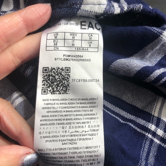 Guess Blue Plaid Button Up Cold Shoulder Shirtdress Sz M - Picture 6 of 8